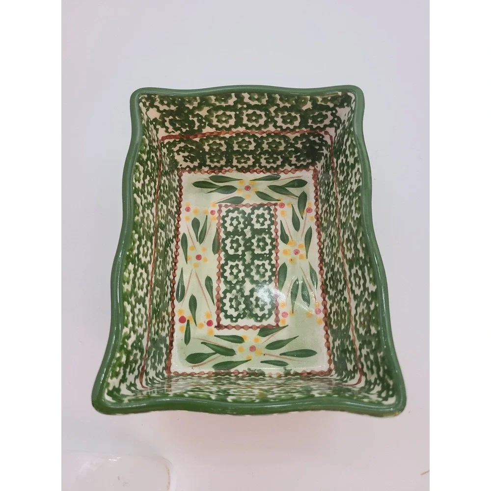 Temp-tations Old World Green Scalloped Edge Ceramic Baker